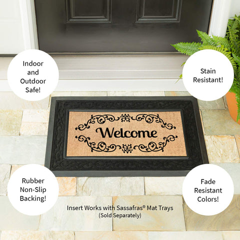 Evergreen Flag Sassafras Welcome Scroll pet-friendly mat handles muddy paws.