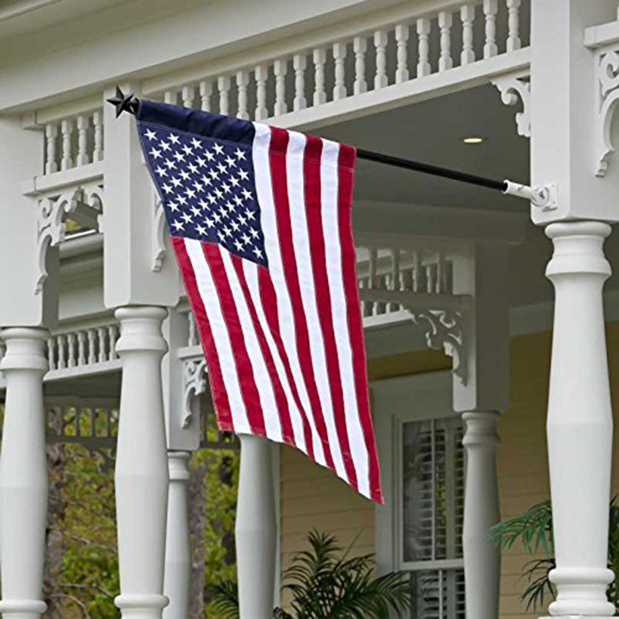 Evergreen Flag quadruple-stitched edge detail for lasting outdoor use.