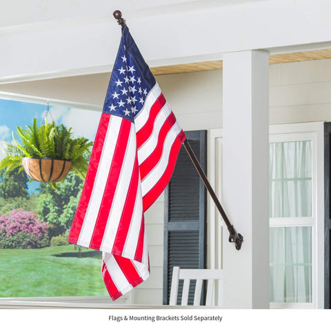 Evergreen Flag wall-mounted display in use for garden or porch