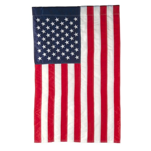 Evergreen Flag embroidered stars and stripes add classic patriotic detail.