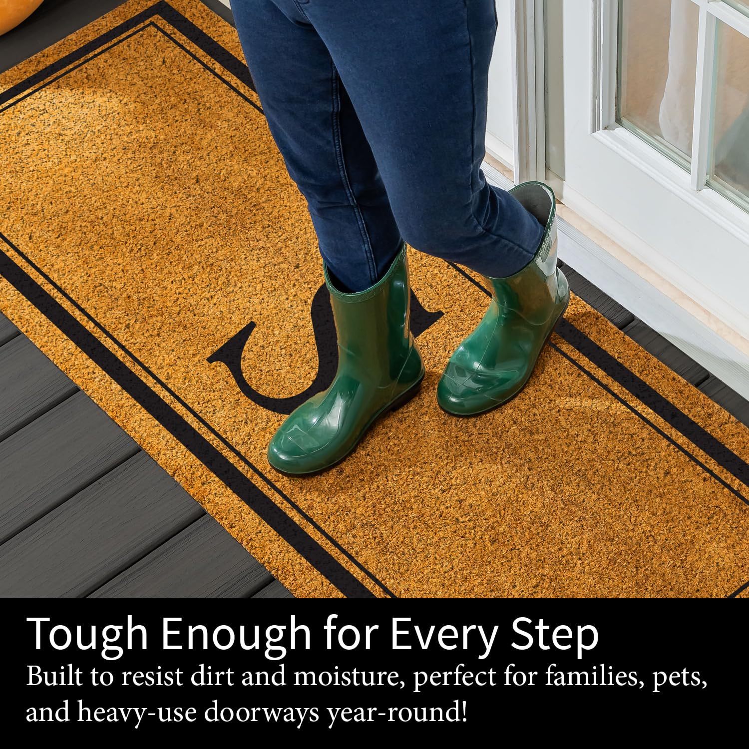 Evergreen Flag welcome mat coir 60x24 ideal for double doors.