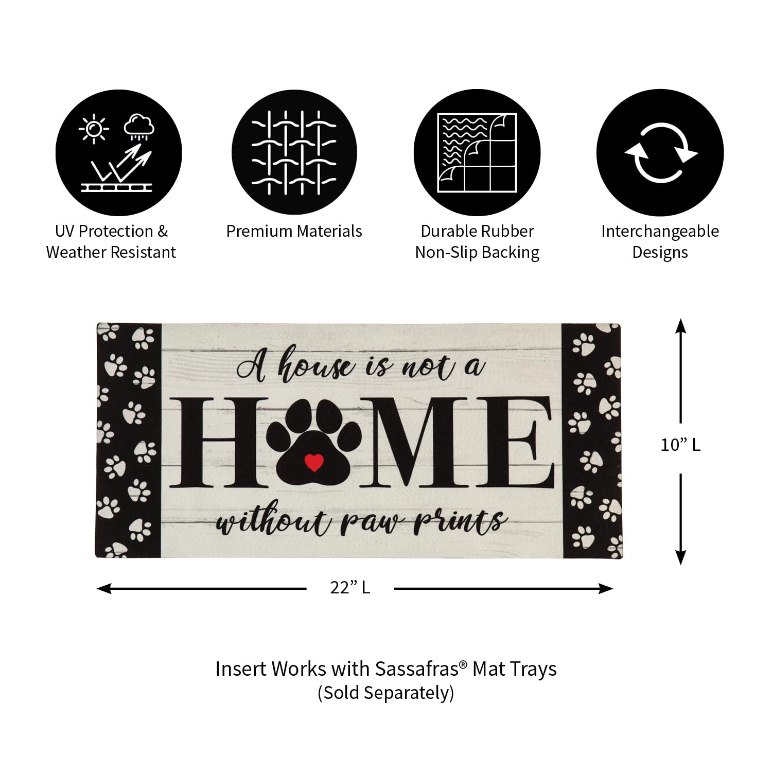Evergreen Sassafras doormat with dogs invites guests and handles muddy paws