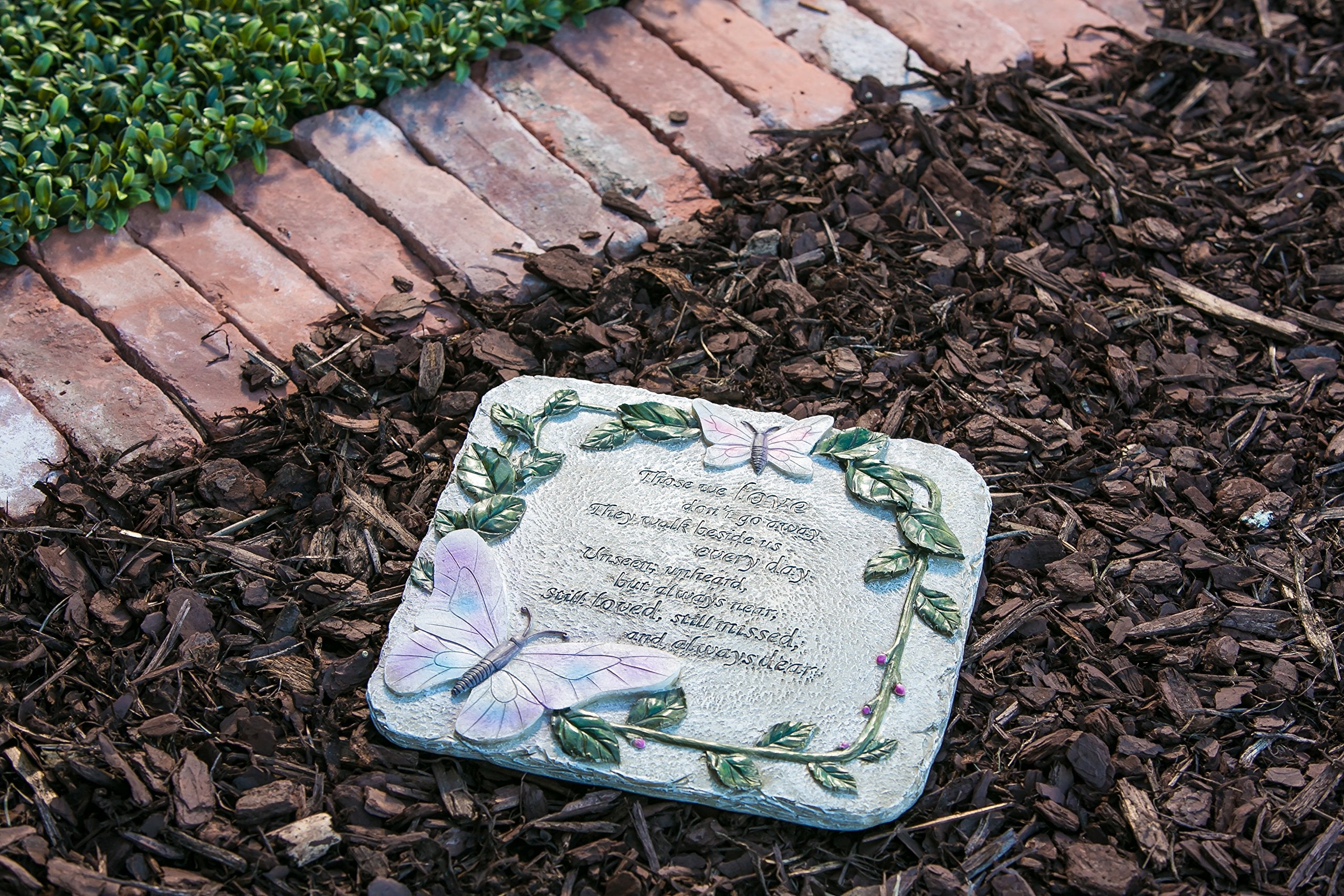 Memorial stone by Evergreen Garden used as wall art or porch decor.