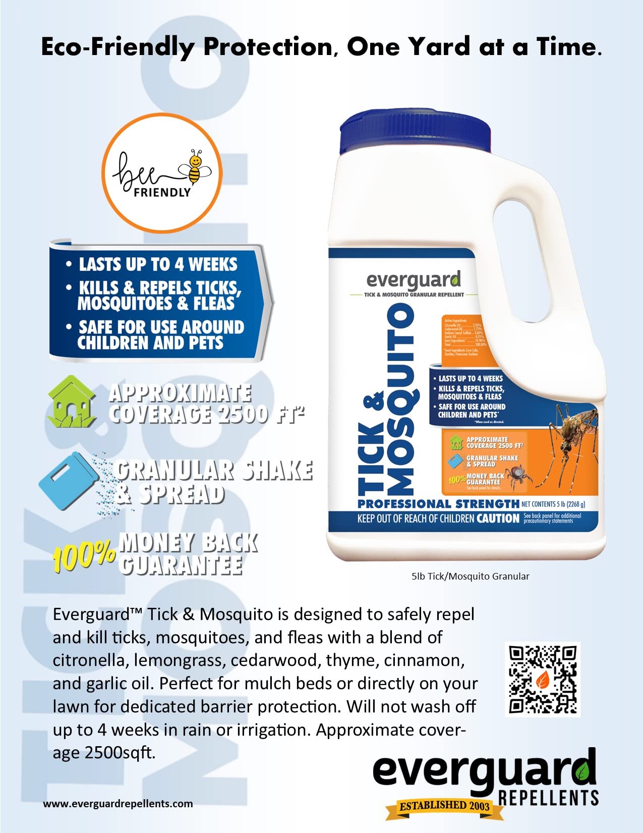 Everguard Tick Mosquito granular repellent lasting effect on outdoor pest control.