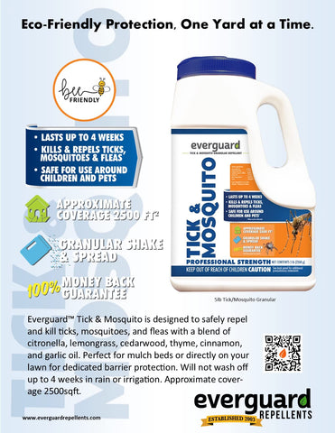 Everguard Tick Mosquito granular repellent lasting effect on outdoor pest control.