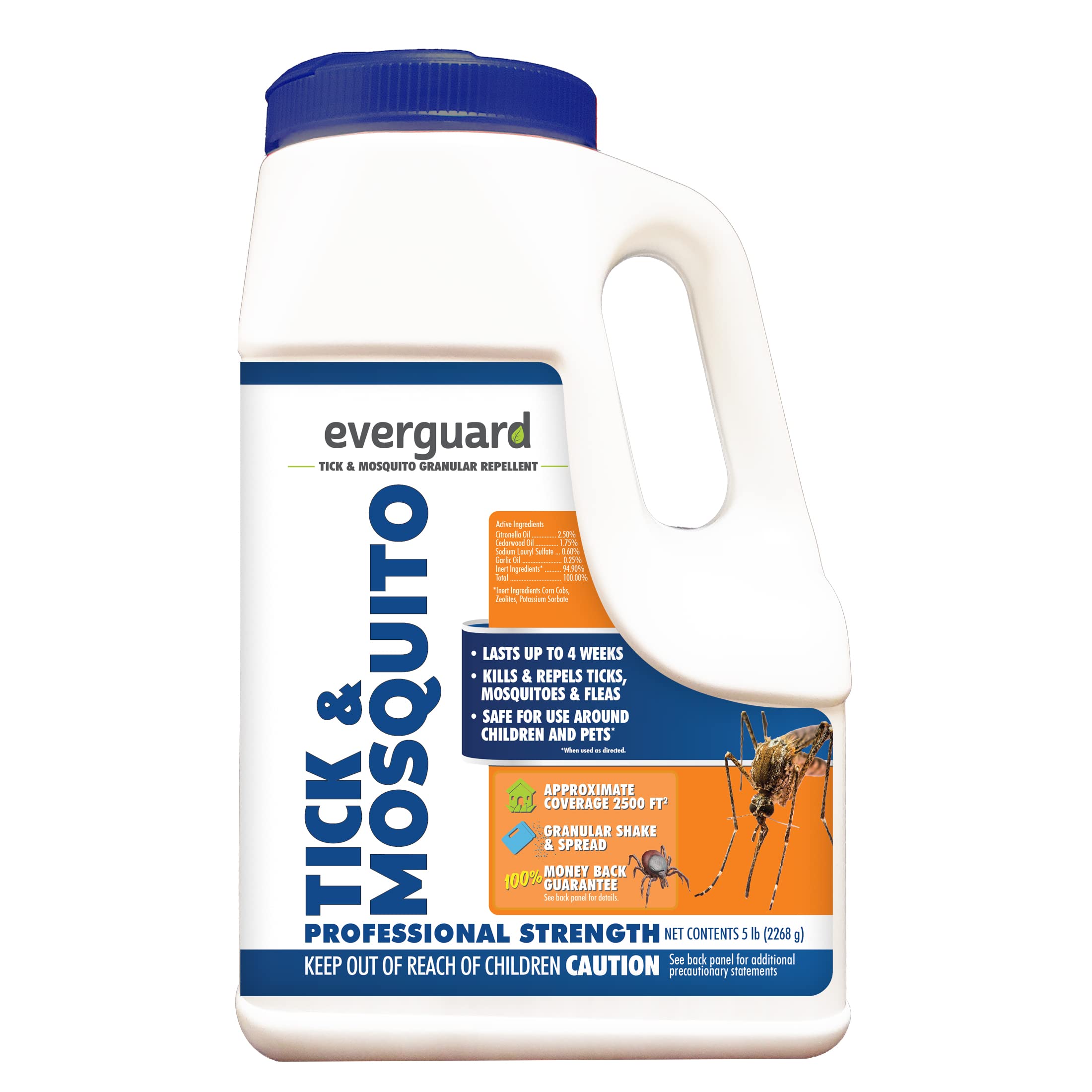 Everguard Tick Mosquito granular repellent packaging showing durable 5lb bag for outdoor use.