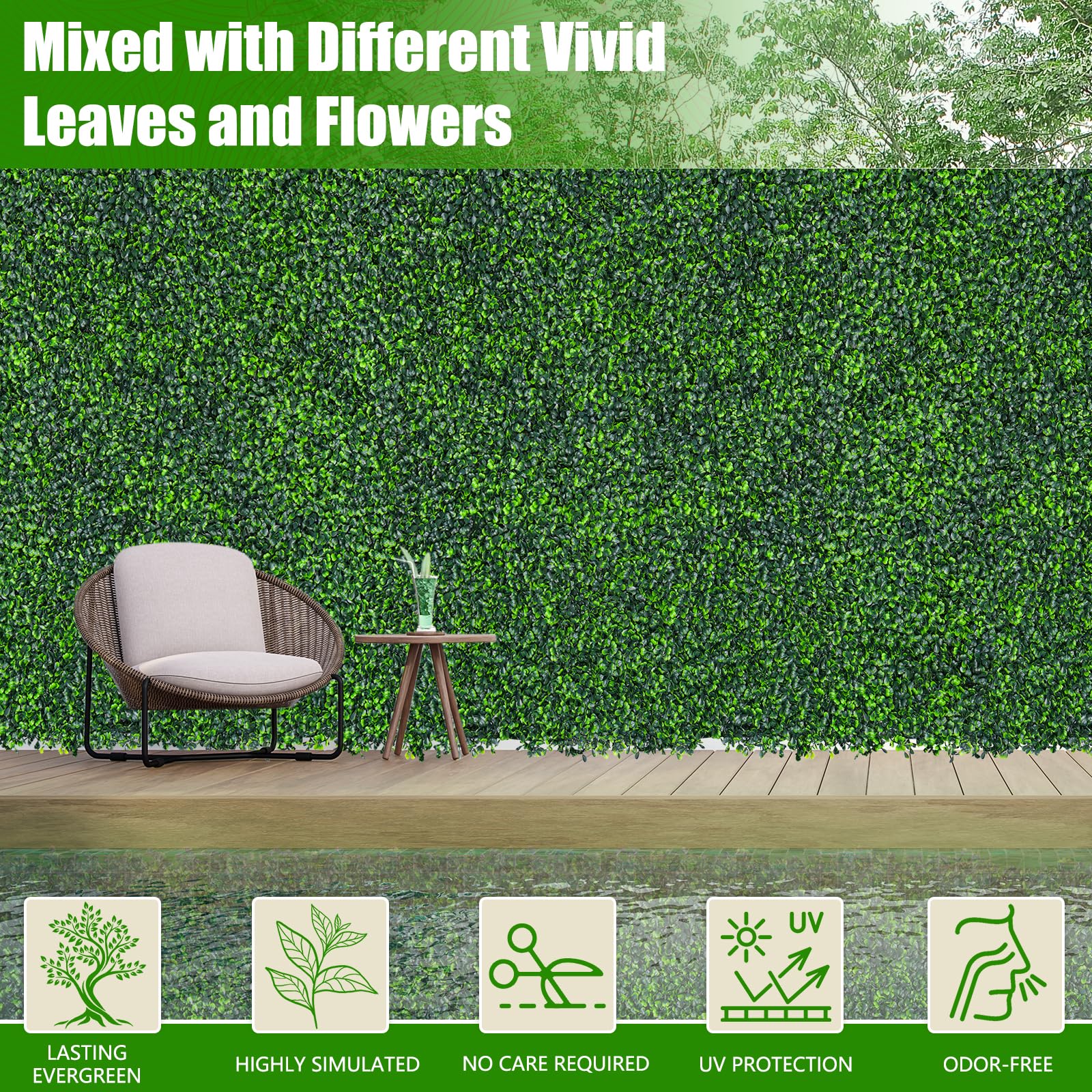 EverNature boxwood roll wall mount setup showing lightweight, versatile decor