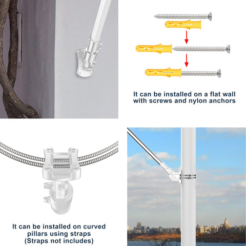 Evertoco thumb screw enables quick angle adjustments for optimal flag positioning.