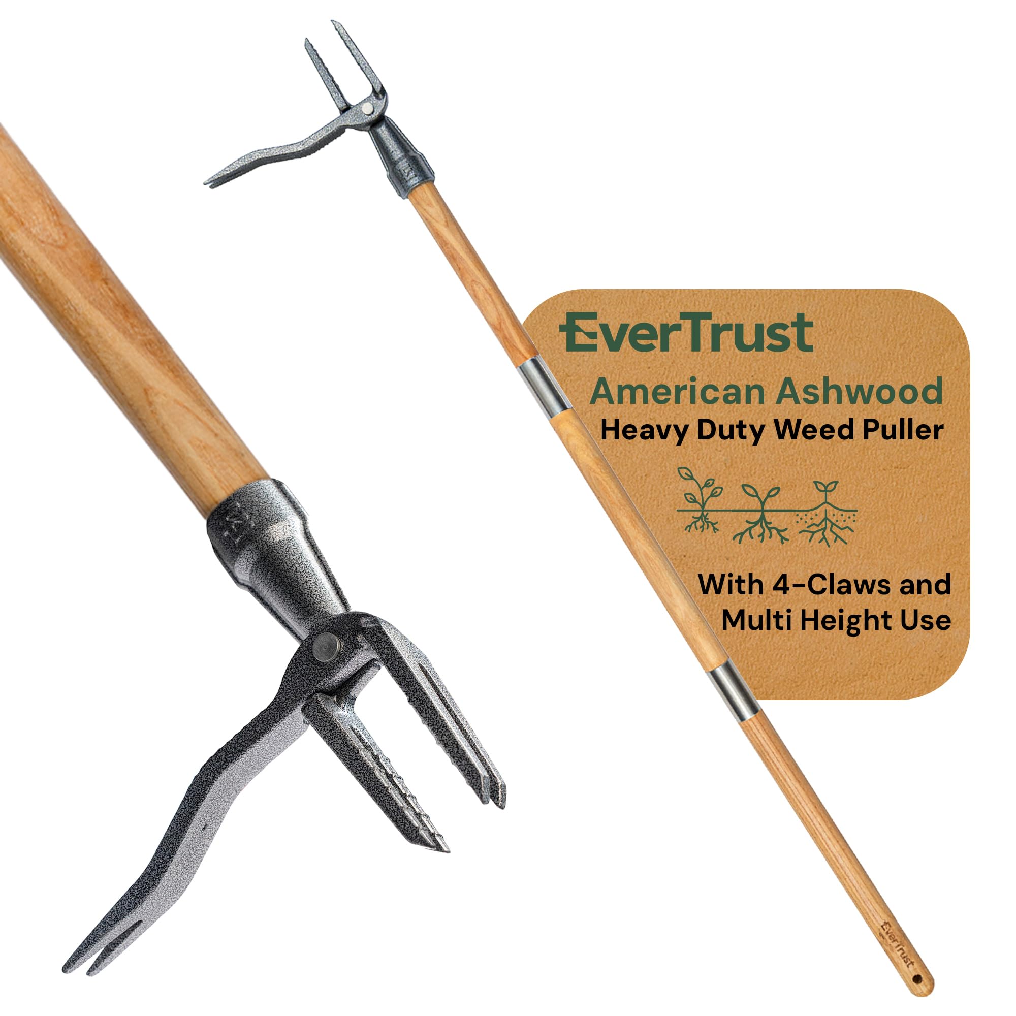EverTrust 4-Claw Stand Up Weed Puller with adjustable height for easier weed removal