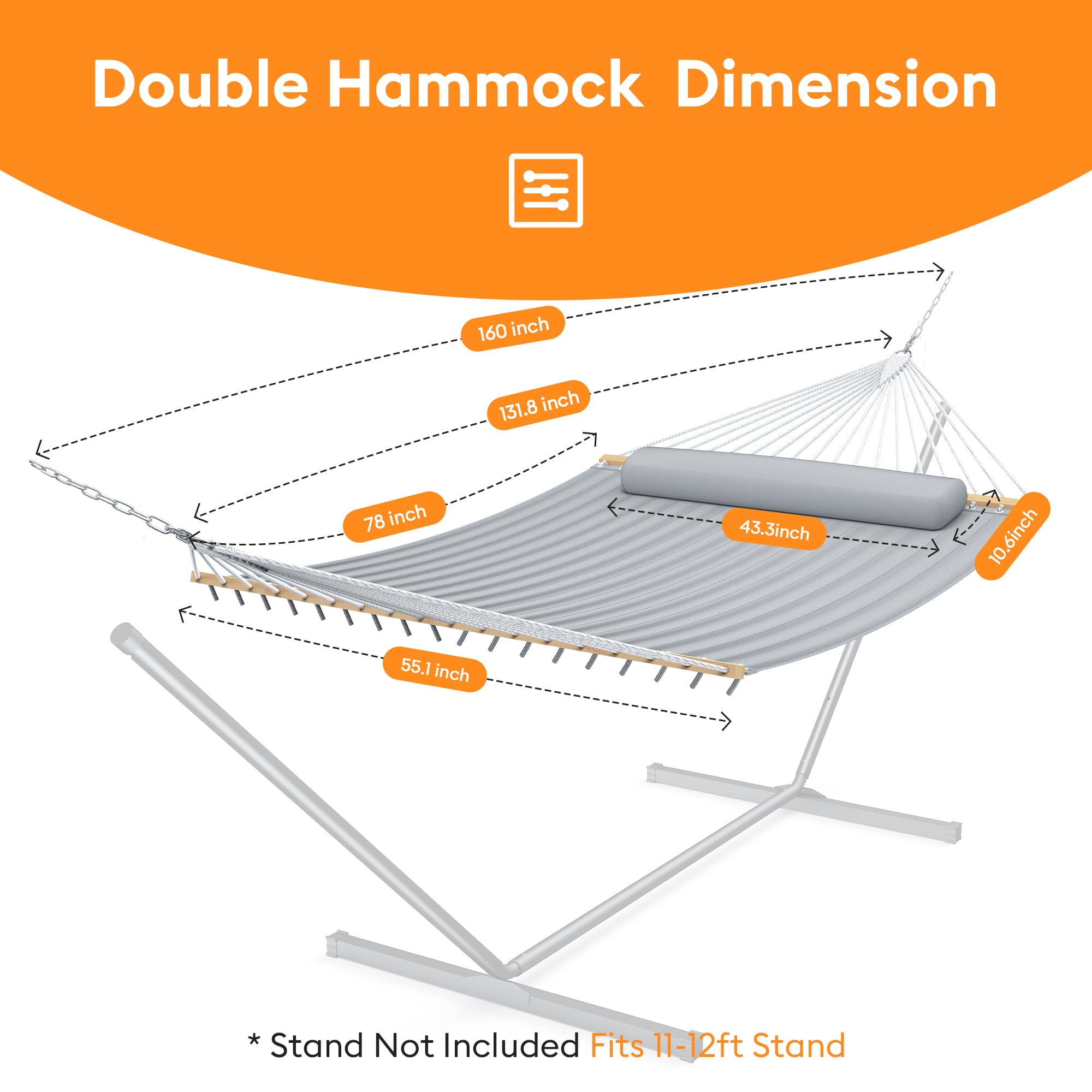 Everyfun hammock set up between trees or on stands in minutes