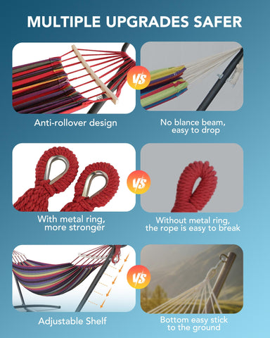 Everyfun cotton hammock comfort emphasizes soft, breathable fabric for relaxing sessions.