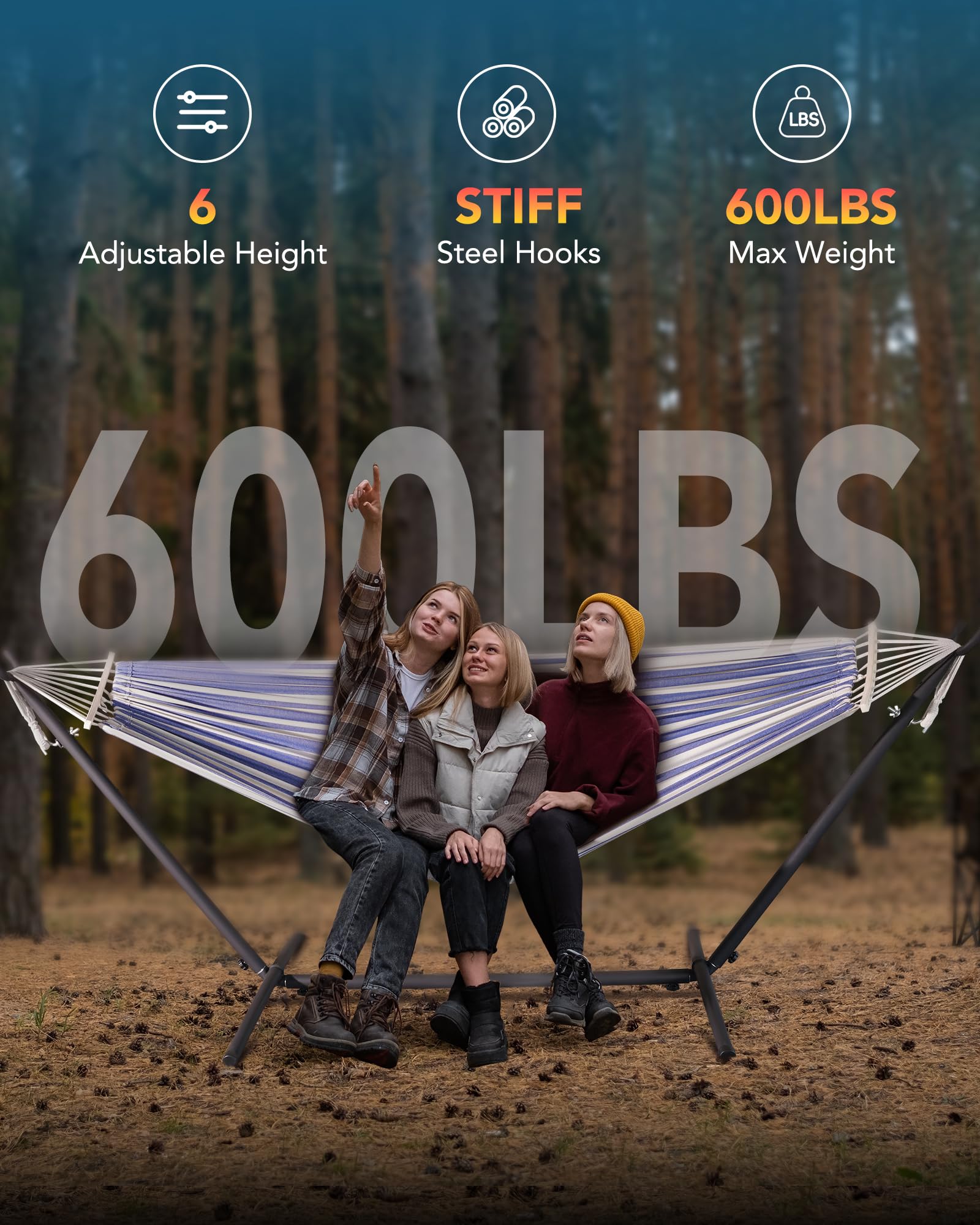 Everyfun double hammock anti-rollover design enhances balance and safety