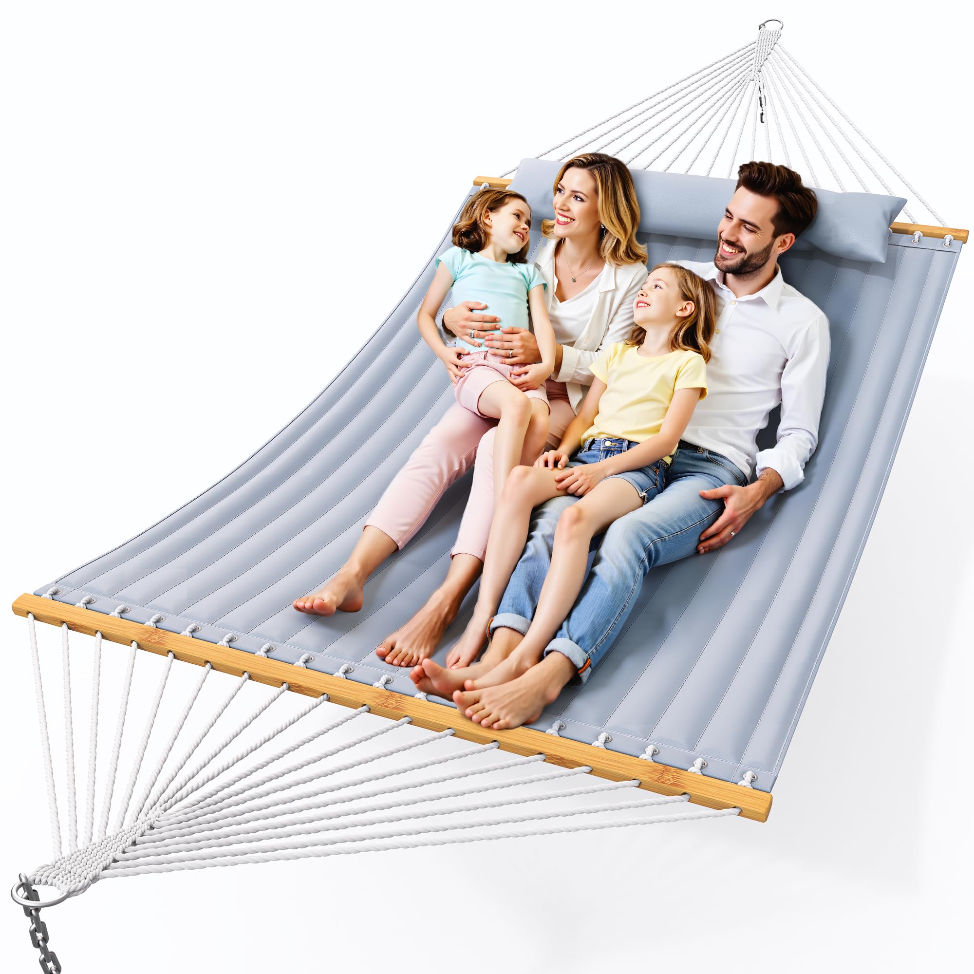 Everyfun double hammock with spreader bar for two adults, sturdy and comfortable outdoors