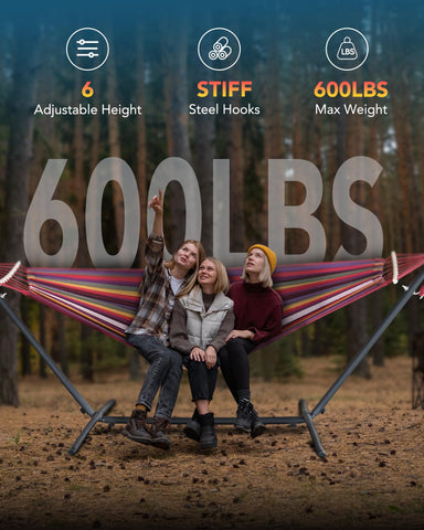 Everyfun heavy-duty steel stand offers sturdy support for two people.