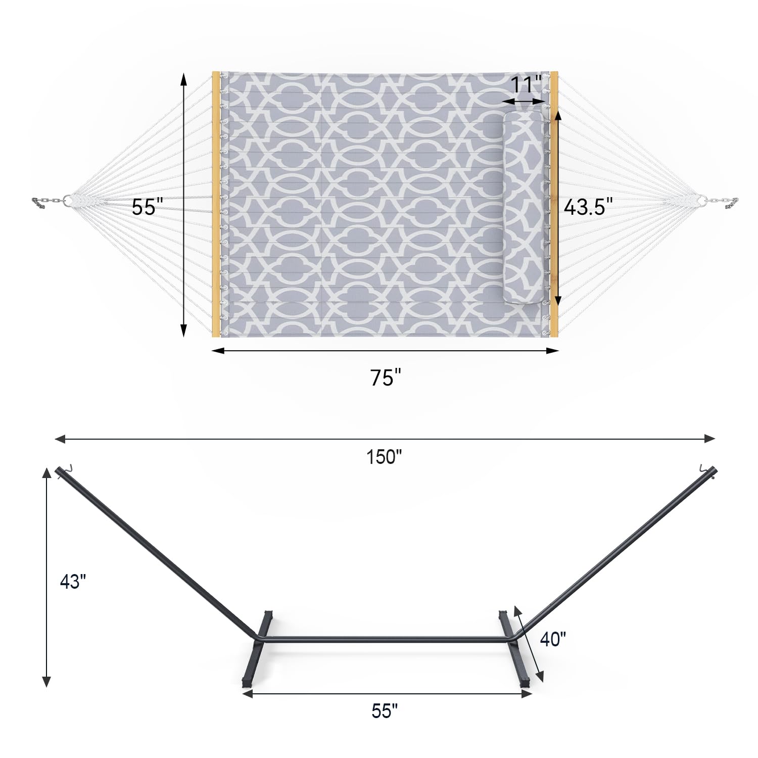 Everyfun outdoor hammock in patio and garden settings for family relaxation.