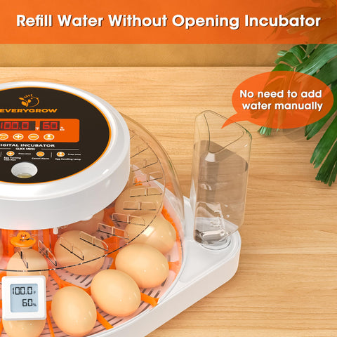 EVERYGROW incubator humidity control panel for precise moisture tuning.