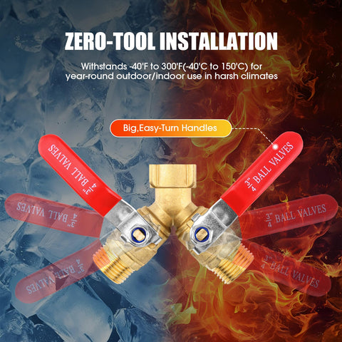 EverZenHub hose splitter side view highlights sturdy brass and stainless construction.