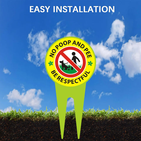 EVIESKENT No Dog Poop Sign 2 Pack double sided design improves visibility from both directions