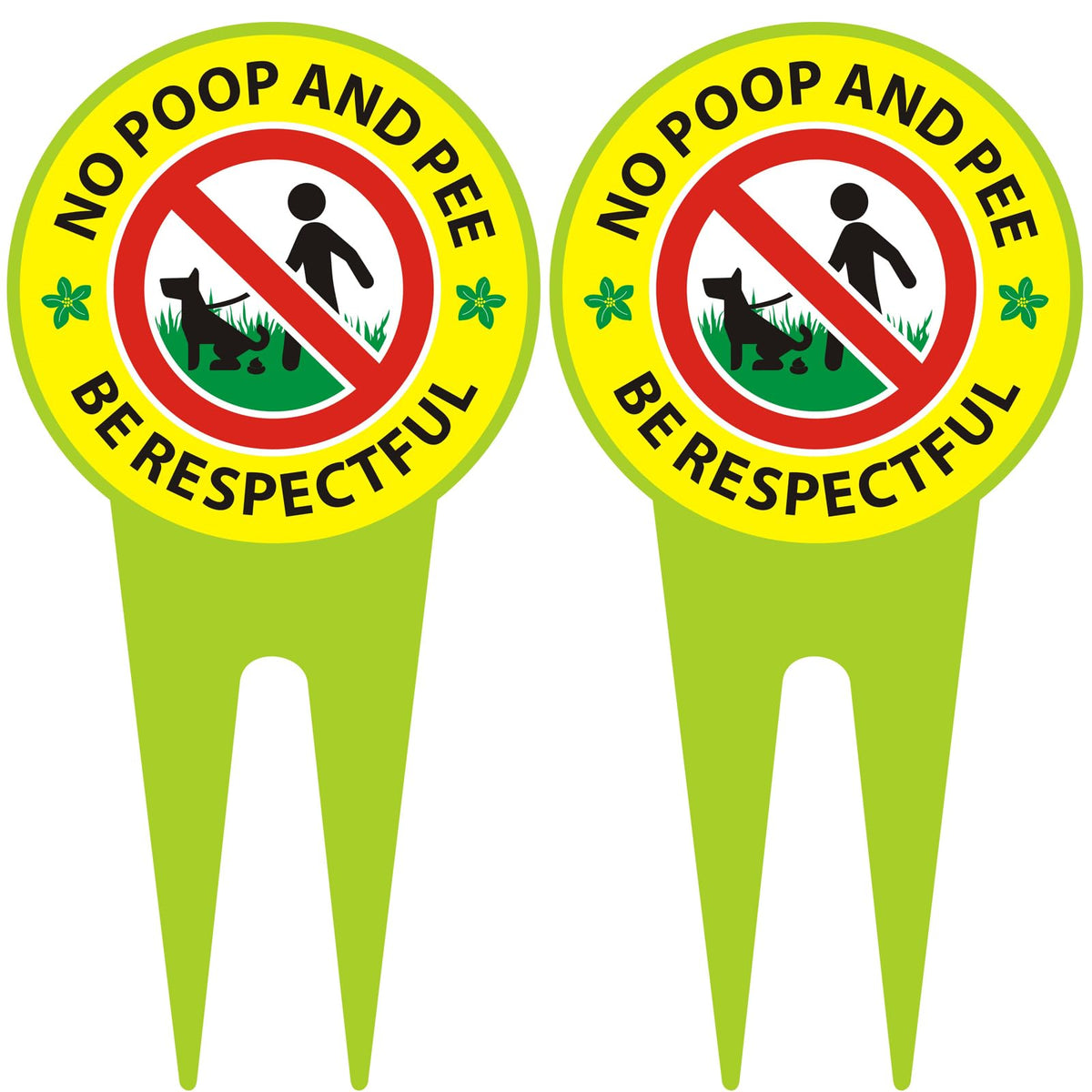 EVIESKENT No Dog Poop Sign 2 Pack front view helps guide dog walkers toward respectful behavior