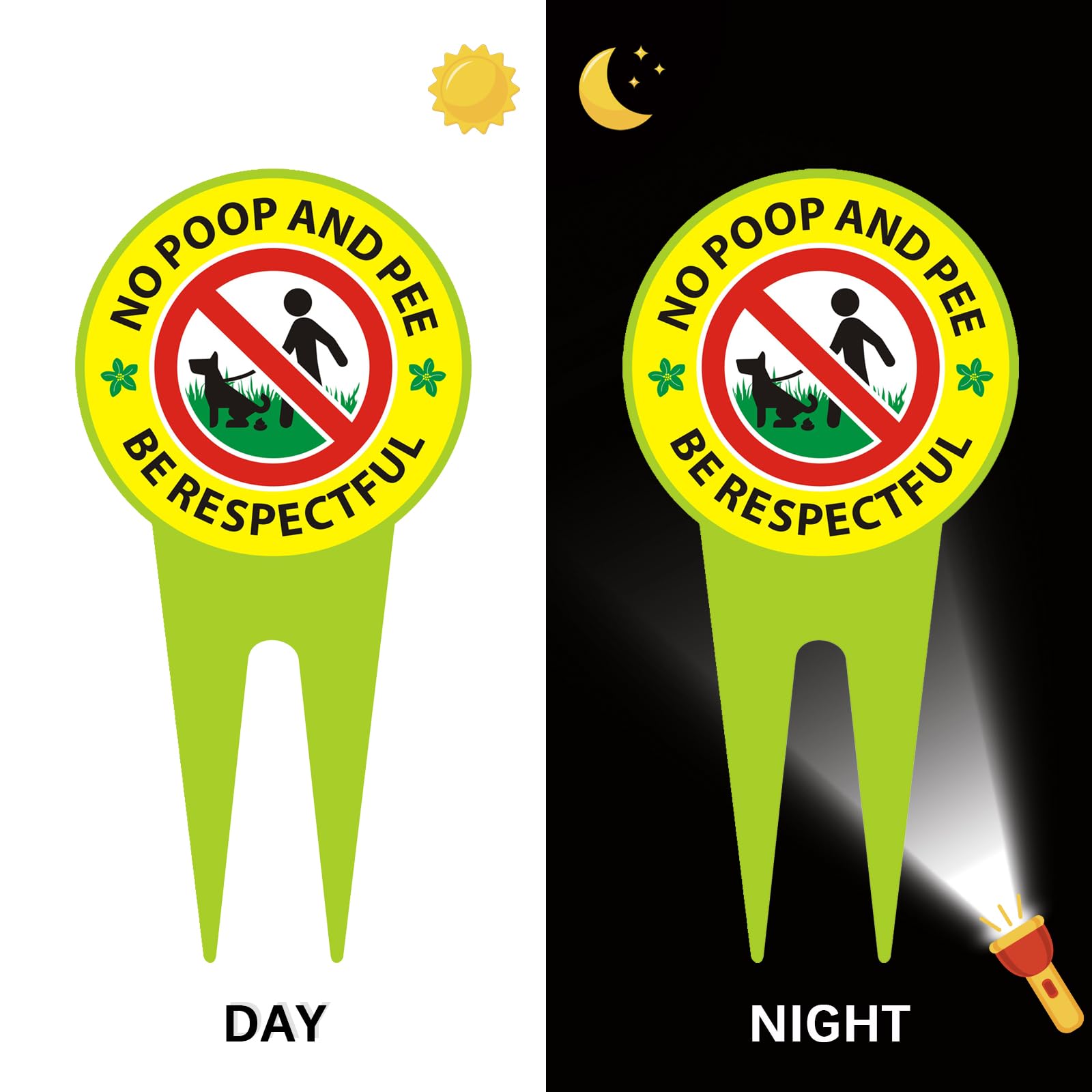 EVIESKENT No Dog Poop Sign 2 Pack ground installation is quick with no tools