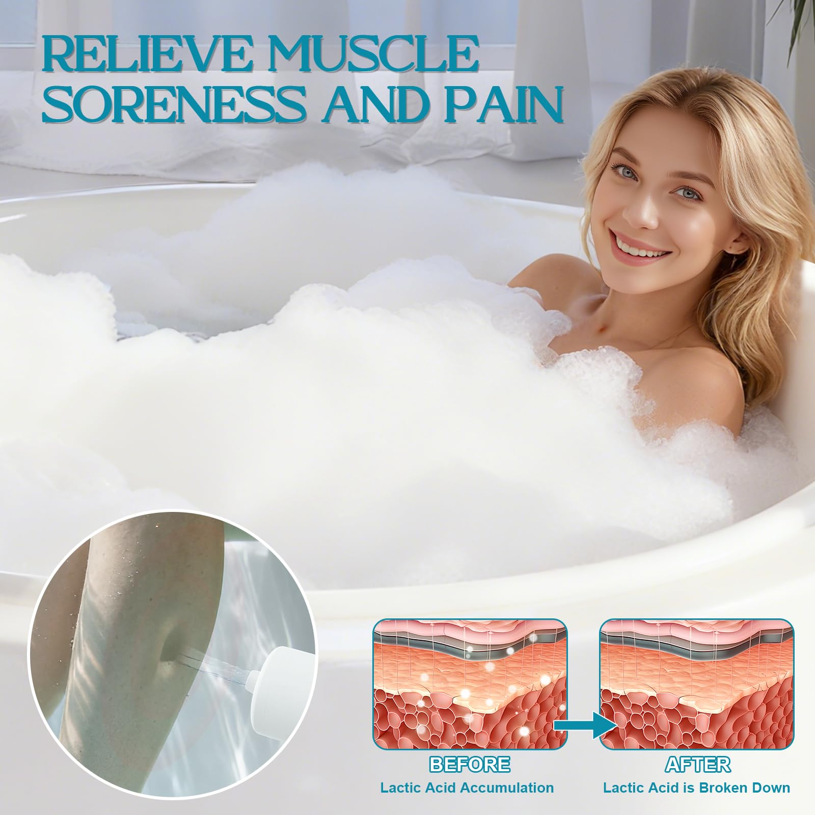 EVINYEP Bath Jets with 65 kPa impact boost water flow for spa-like moments.