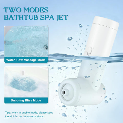 EVINYEP Rechargeable Bath Jets in bubble-mode create rich, soothing bubbles for a deeper soak.