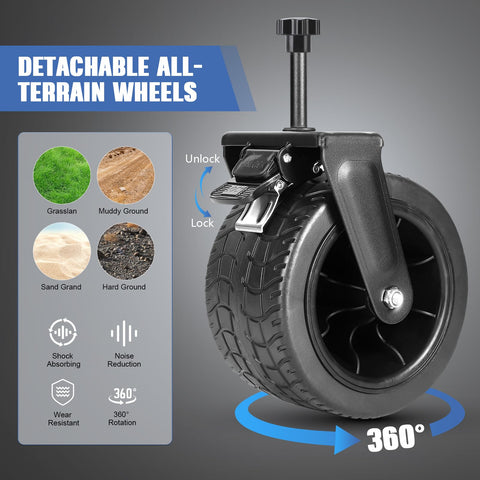 EVLIQUIL wagon with big wheels handles sand and uneven terrain with ease.