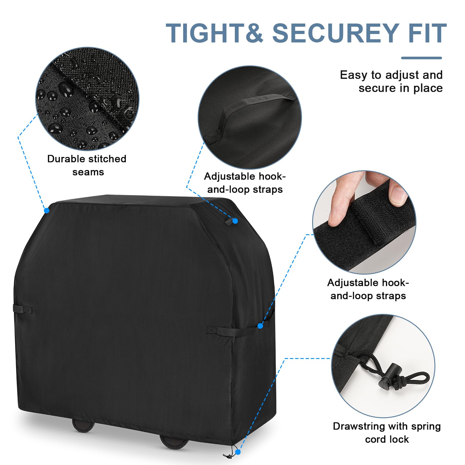 EVLIQUIL wind-resistant drawstring keeps grill secure during windy days.