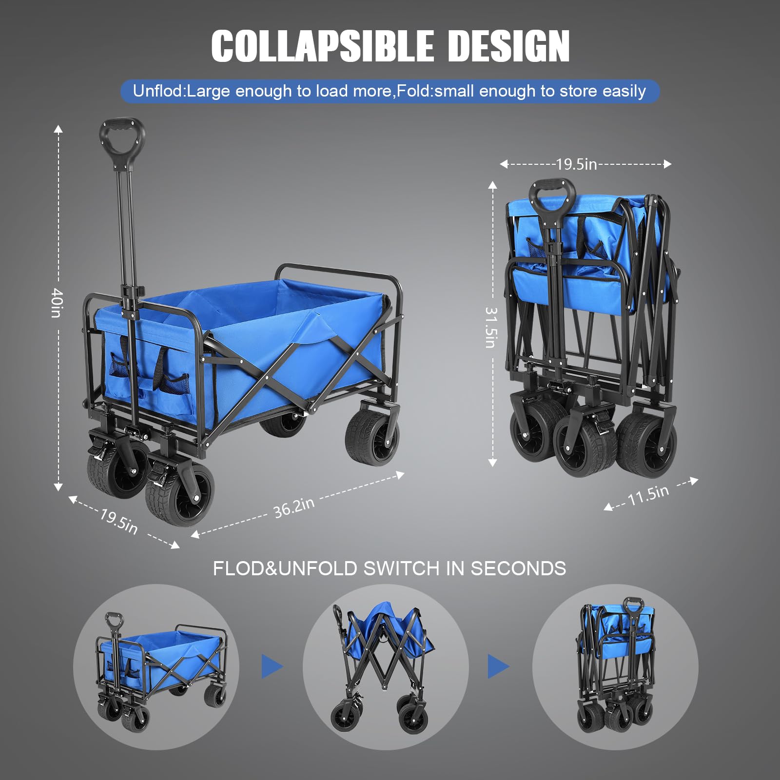 EVLIQUIL wagon with brakes offers secure stopping and parking.