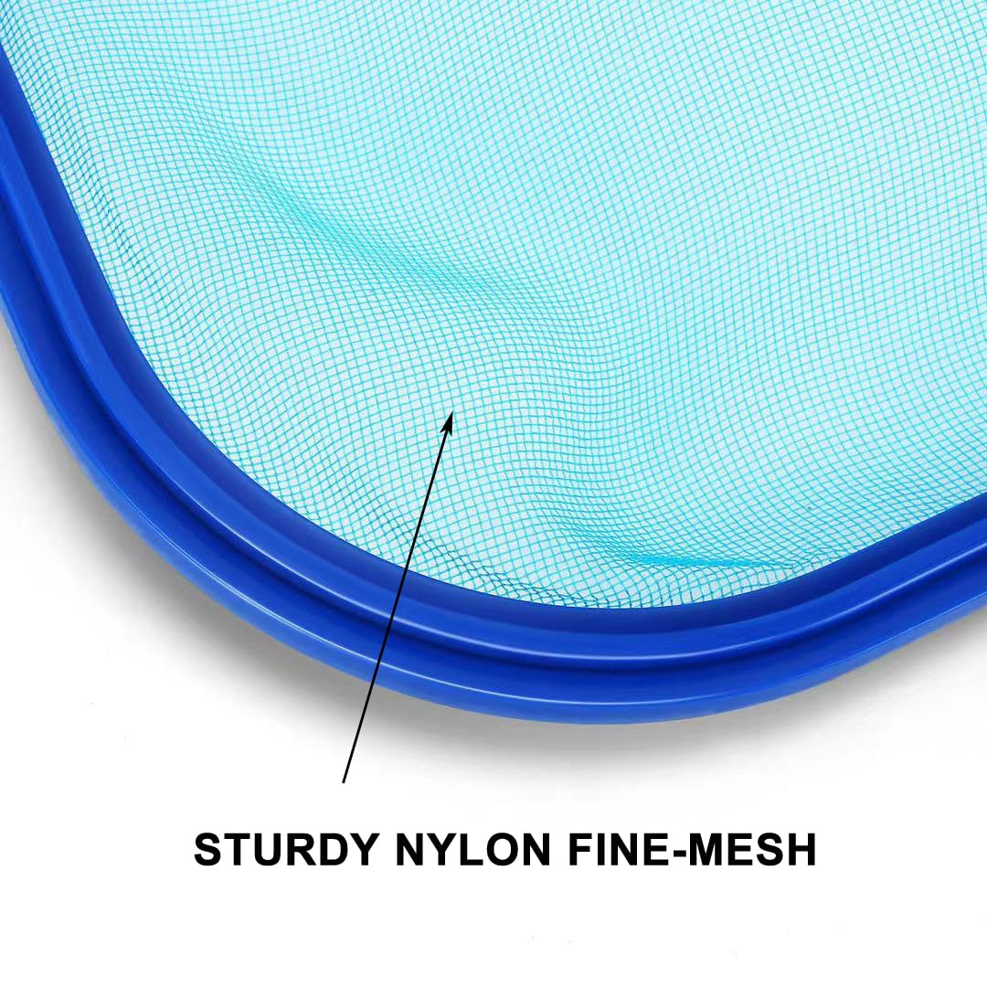Evob pool skimmer net on 17-40 inch telescopic pole cleans large surface areas.