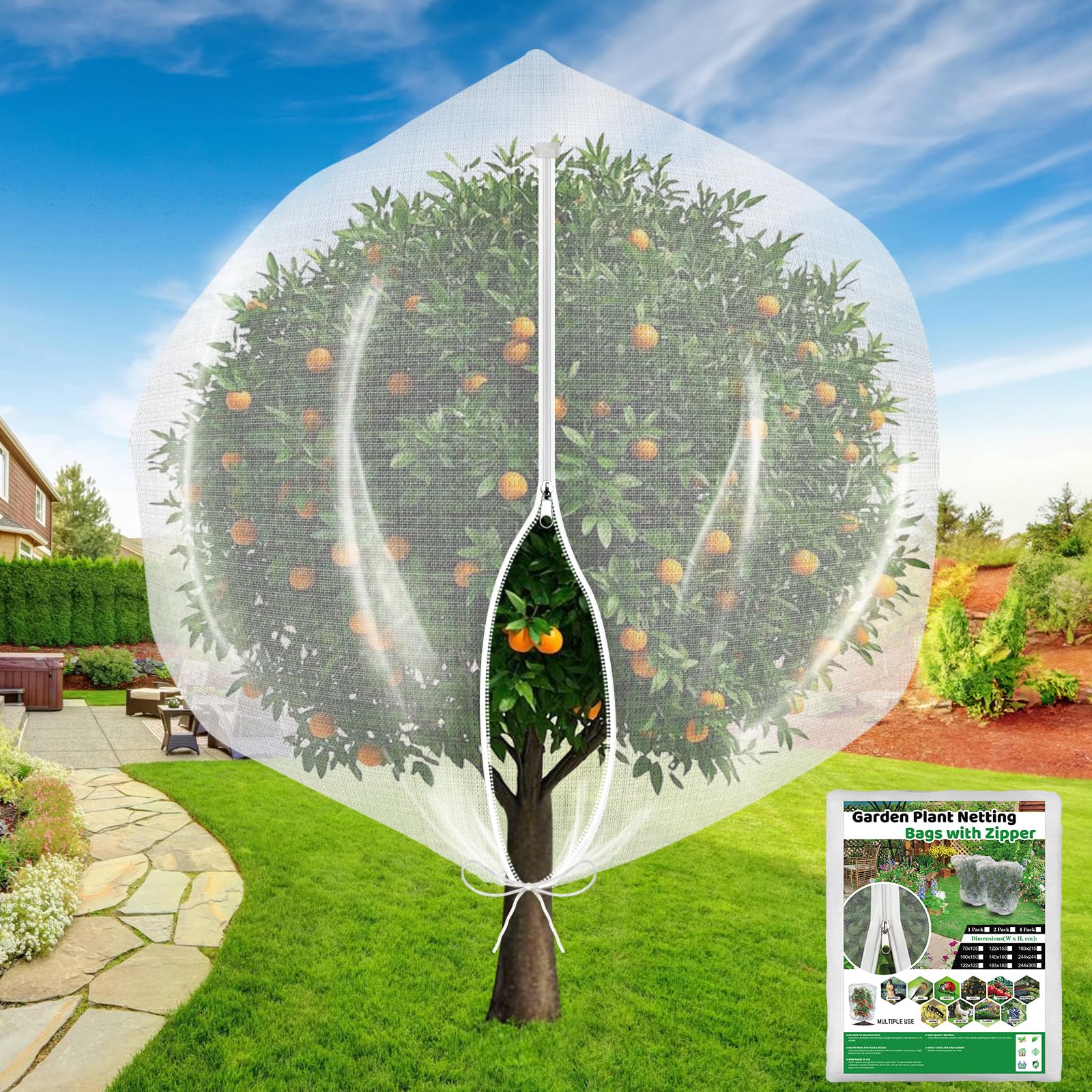 Evoio Bird Netting 4x5ft with zipper protecting garden plants from birds