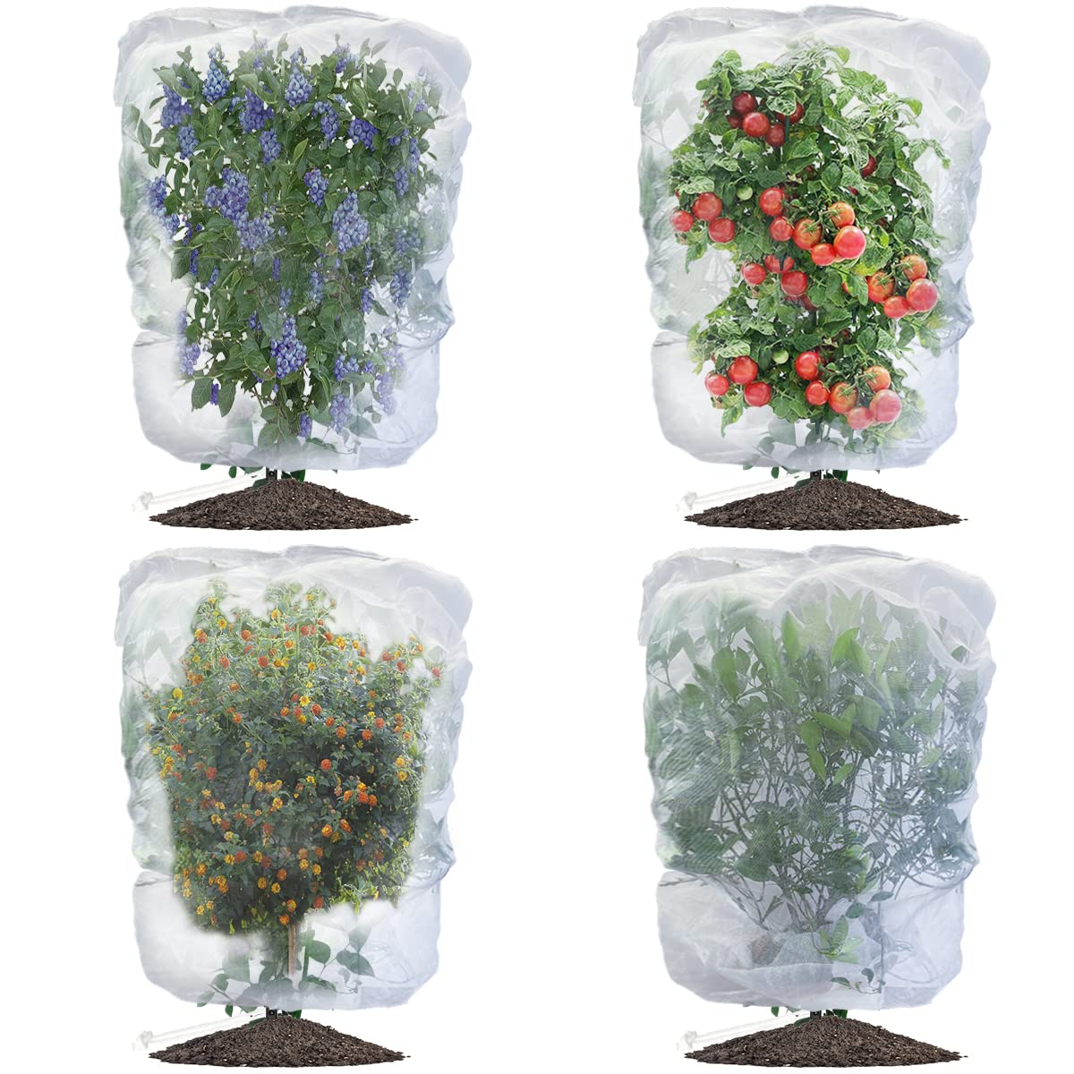 Evoio Bird Netting drawstring 4-pack protects plants while allowing sun and water