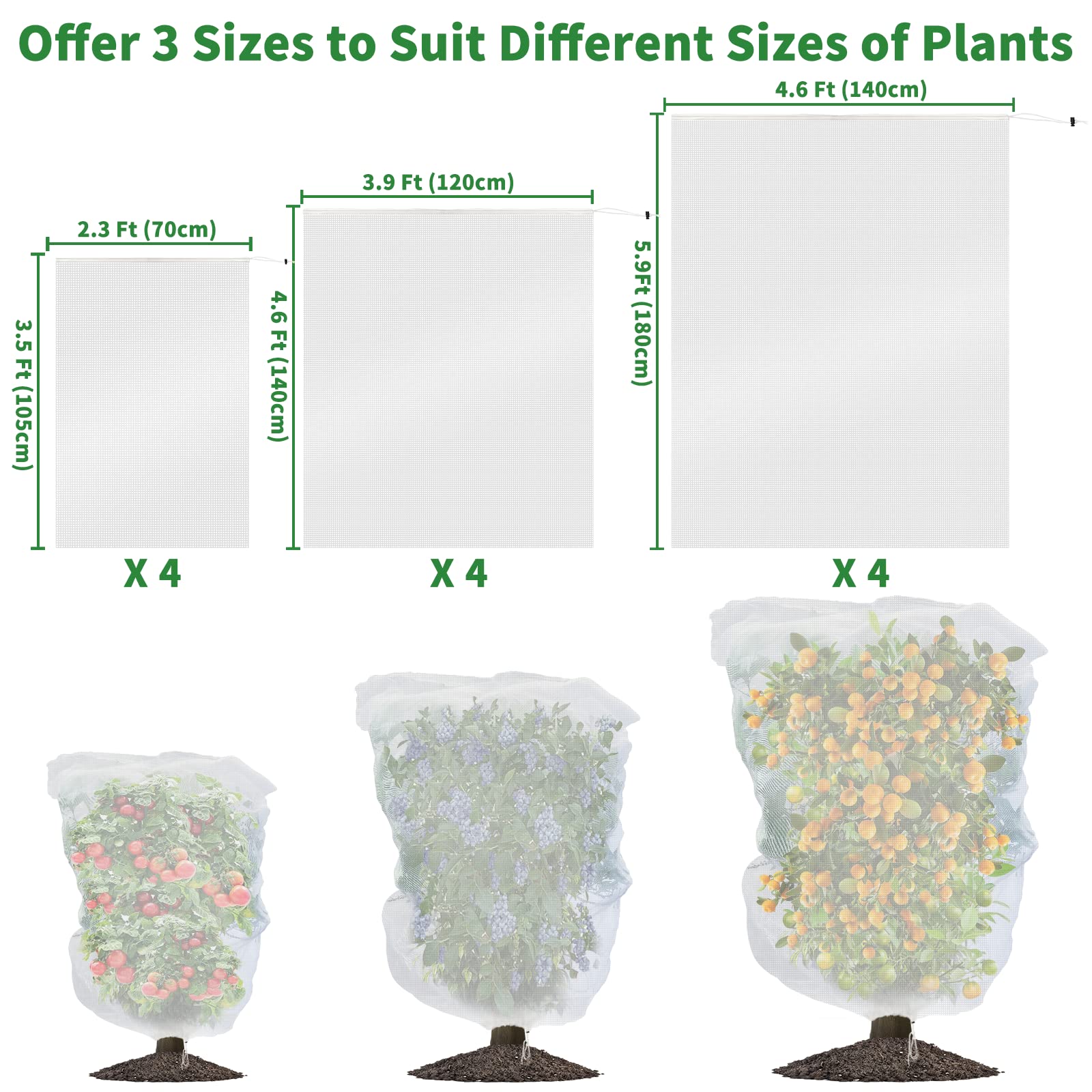 Evoio fruit-tree netting suitable for blueberries and strawberries