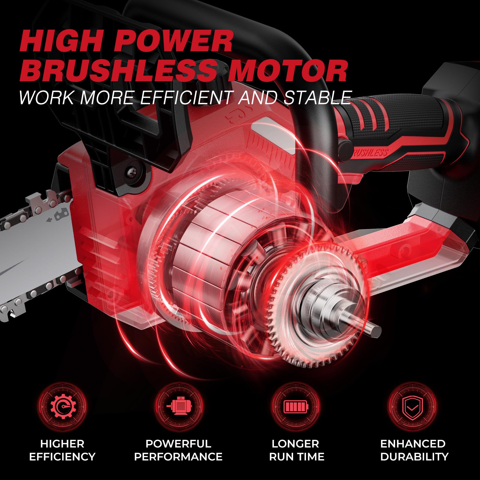 EVOIRON 2-in-1 design supports both pole saw and handheld chainsaw use.