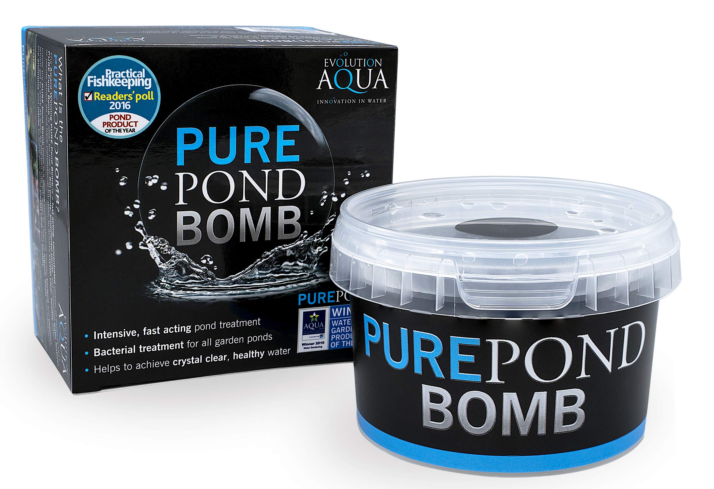 Evolution Aqua Pure Pond Bomb bottle pour supports rapid organic waste breakdown in your pond