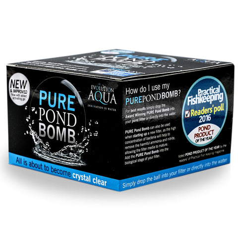 Evolution Aqua Pure Pond Bomb being dosed into pond water for improved clarity and healthier conditions