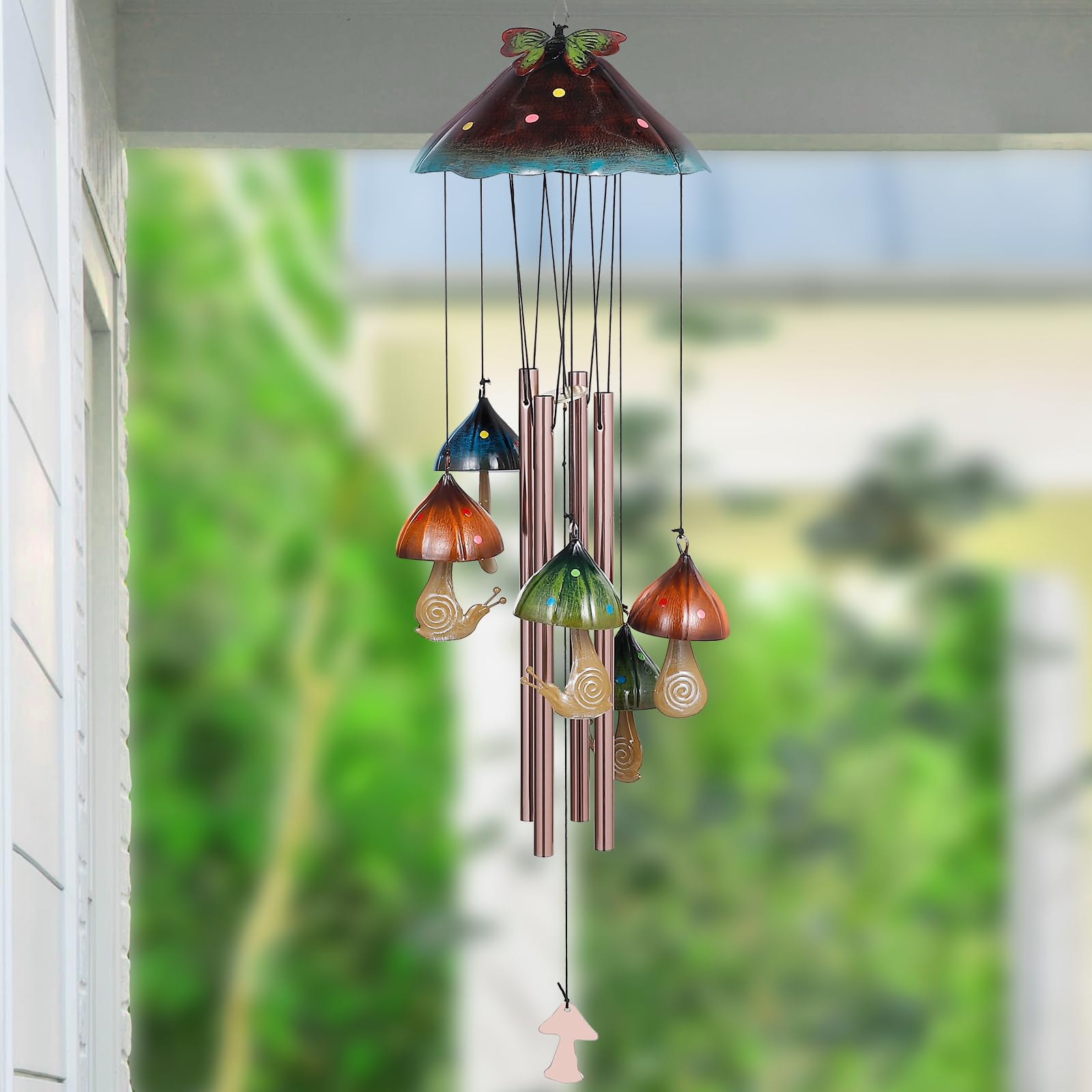 EVOLUX wind chimes mushroom green add porch charm with soothing breeze sounds.