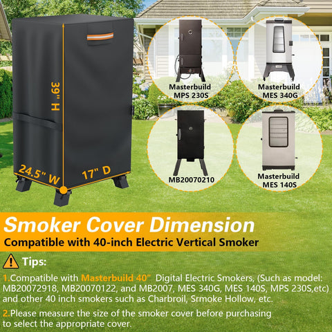 EVRBUL 40-inch smoker cover back view shields the unit against wind and moisture