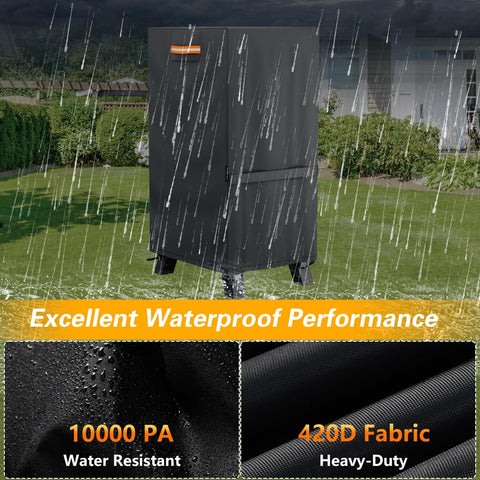 EVRBUL 40-inch smoker cover side view left demonstrates shielding from sun and debris
