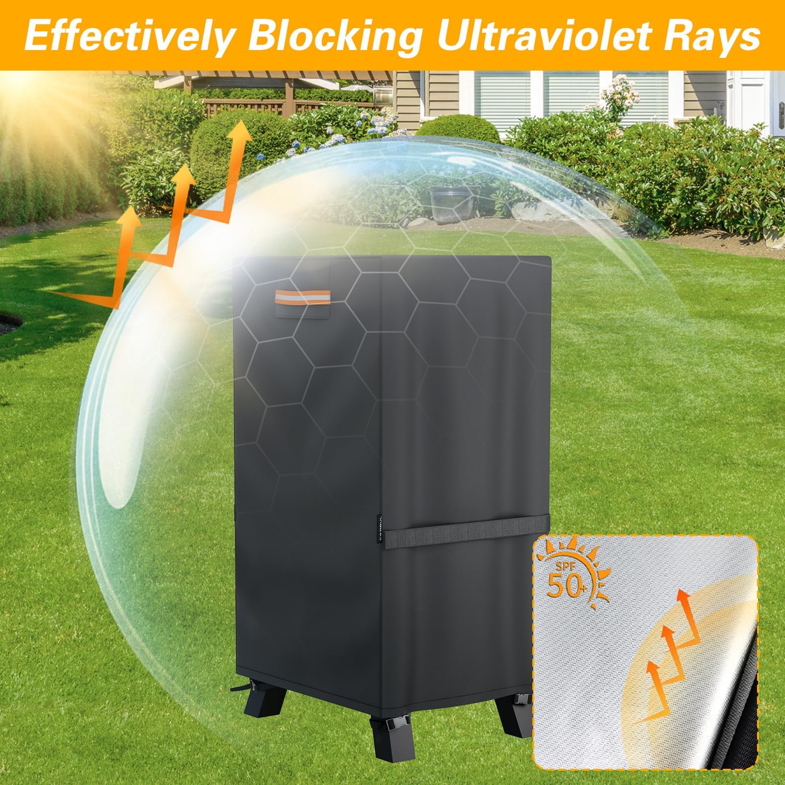 EVRBUL 40-inch smoker cover side view right shows durable outdoor protection