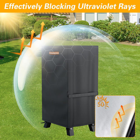 EVRBUL 40-inch smoker cover side view right shows durable outdoor protection