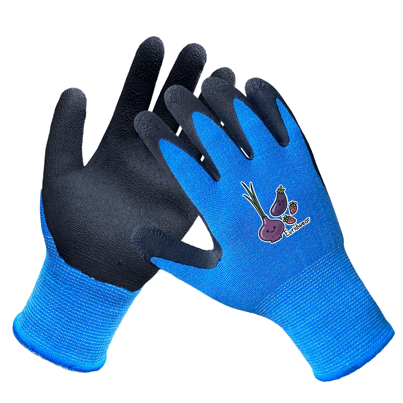 Evridwear kids gardening gloves blue front view for comfortable outdoor tasks