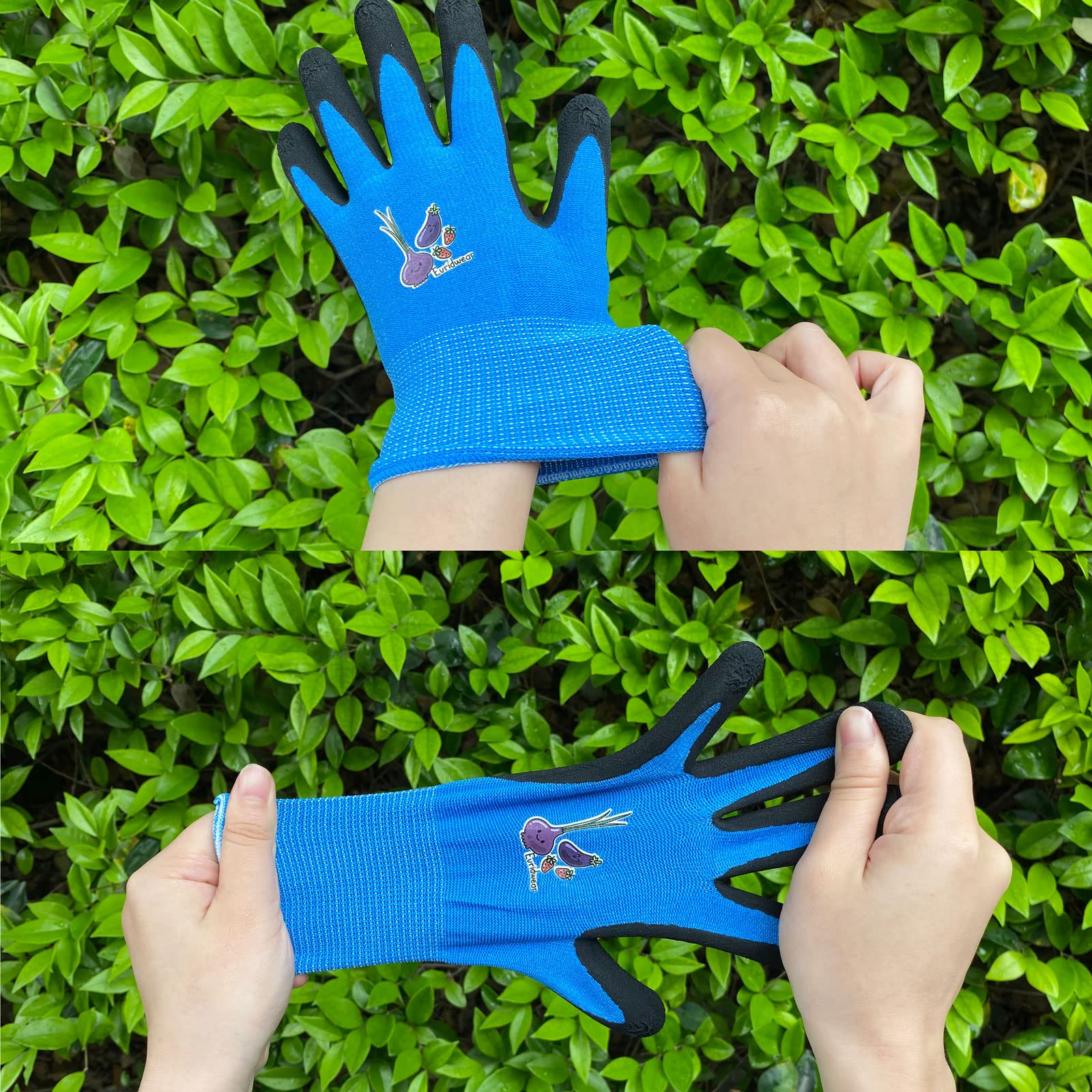 Close-up of blue Evridwear glove palm texture for grip