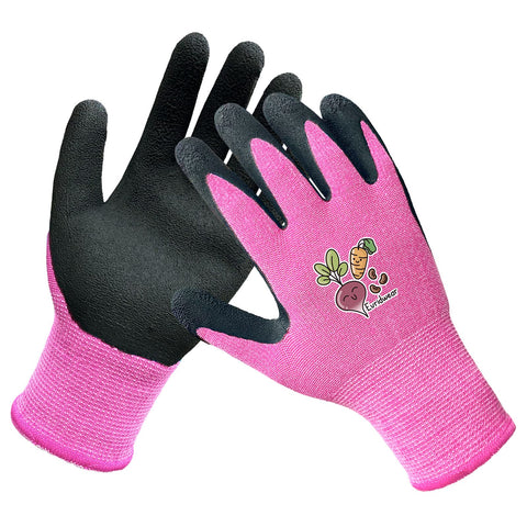 Evridwear pink kids gardening gloves front view for comfortable planting tasks