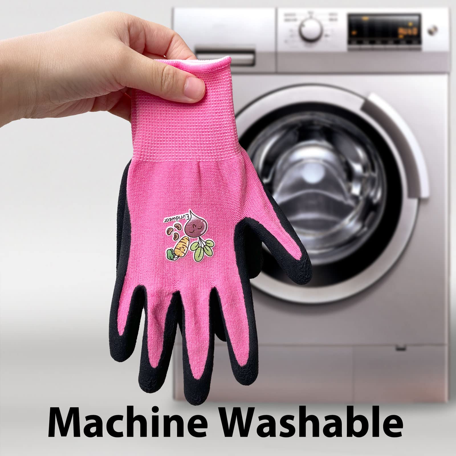 Evridwear pink gloves with non-slip palm helps secure tool grip.