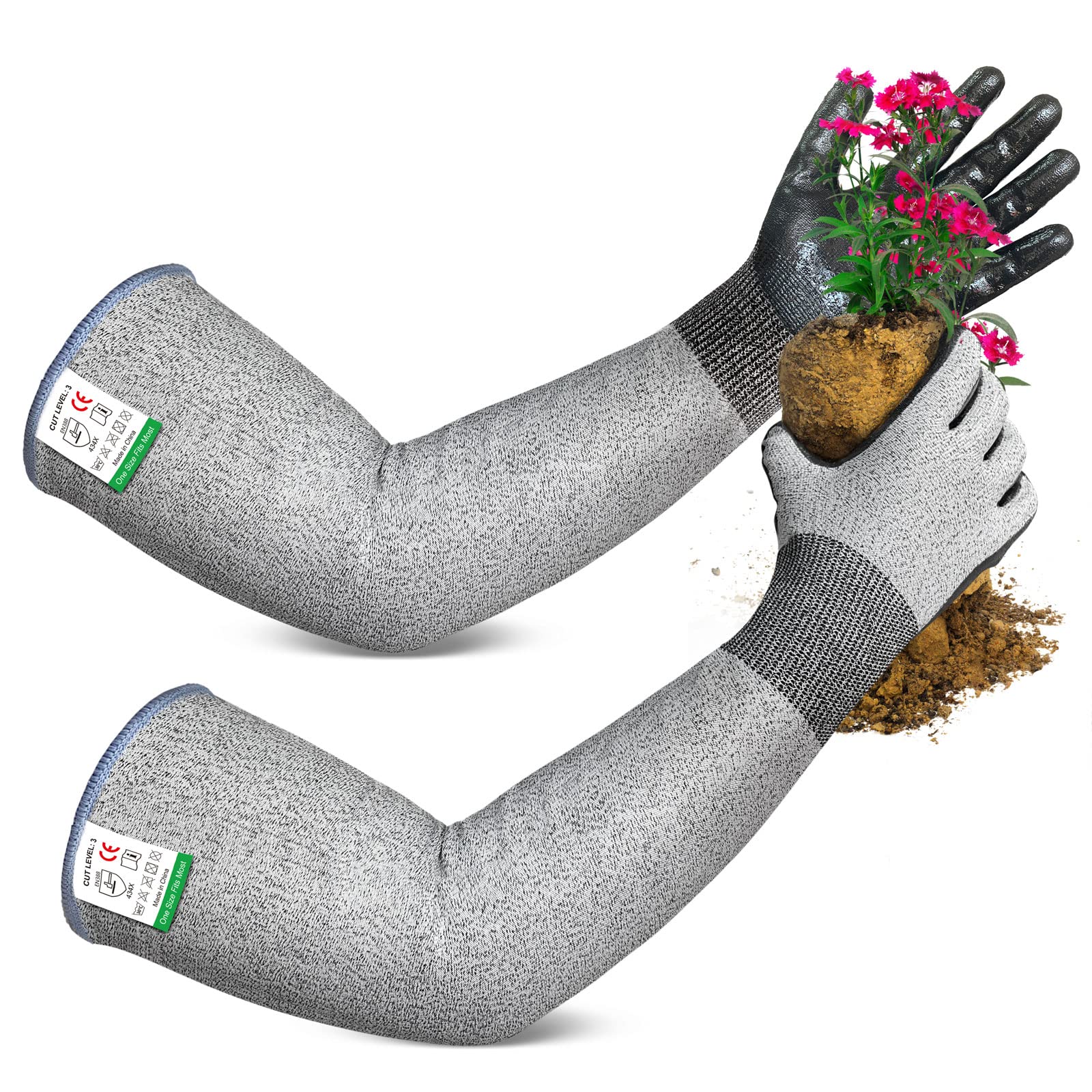 Evridwear long gardening gloves with extended sleeve protecting arms during tasks