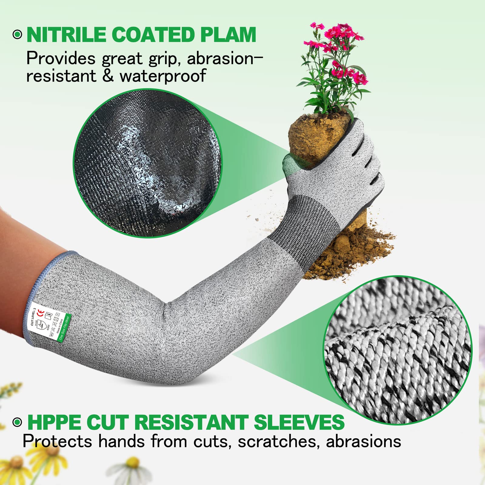 Evridwear gloves with nitrile palm for durable grip and puncture resistance