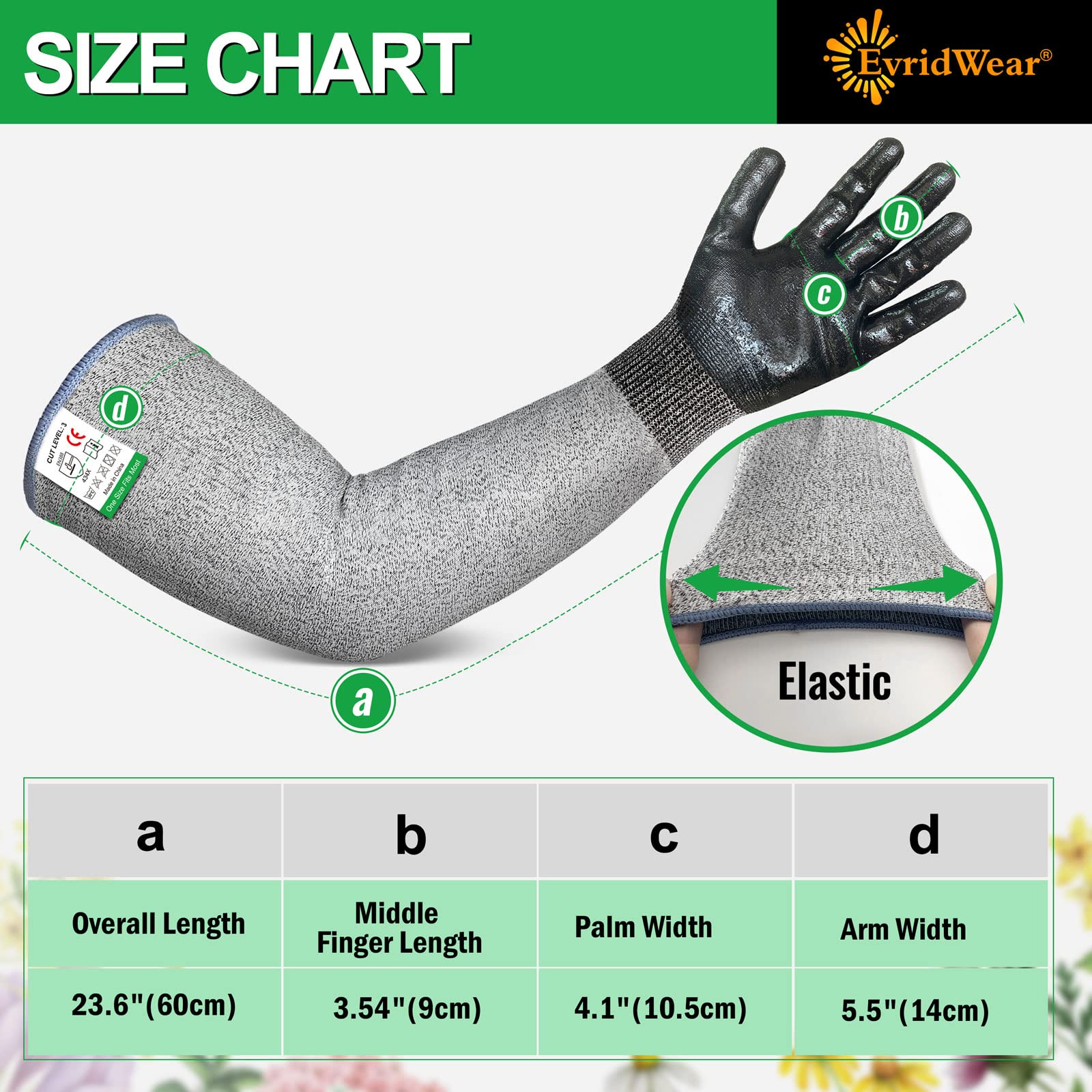 Evridwear long gloves offer wrist protection against chemicals and sun