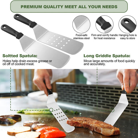 EWFEN slotted griddle spatula lifts veggies with grease control