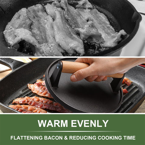EWFEN 7-inch round cast-iron press for browning burgers evenly